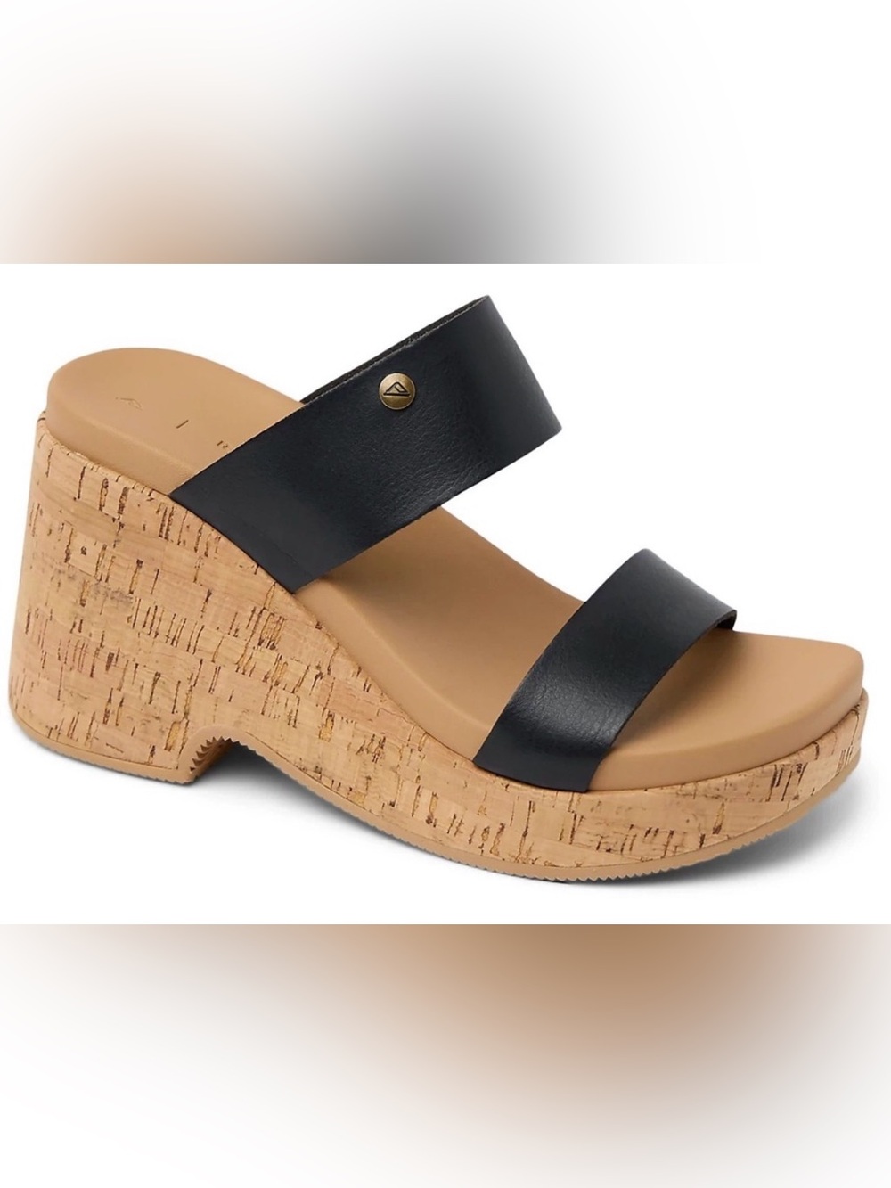 Reef® (Women's 10 M) Sunset Ibiza™ Wedge Sandals in Black/Tan